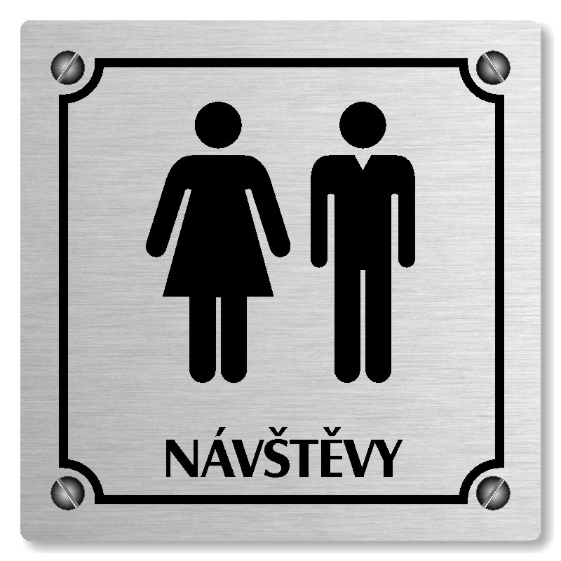 WC návštěvy, 80x80mm, stříbrná, Kansas